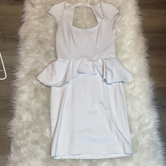 bebe white peplum dress Off Shoulder Peplum Dress